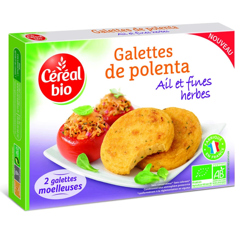 Galettes de polenta, ail et fines herbes BIO 160g - CEREAL BIO