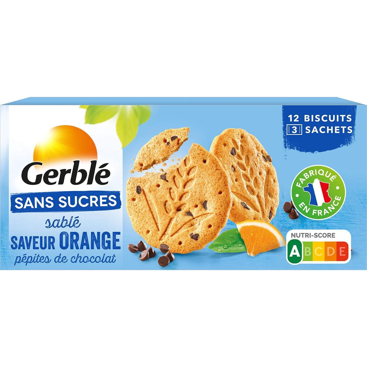 Orange Chocolate Chip Cookie Without Sugar 132g - Gerble