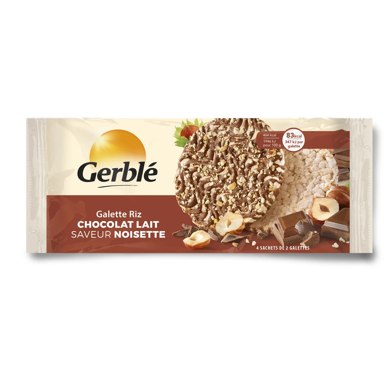 Galette de riz chocolat lait saveur noisette - GERBLÉ