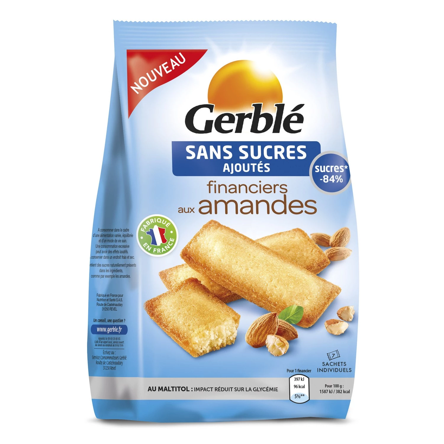 Almond Financial Cake No Added Sugars 175g - Gerble