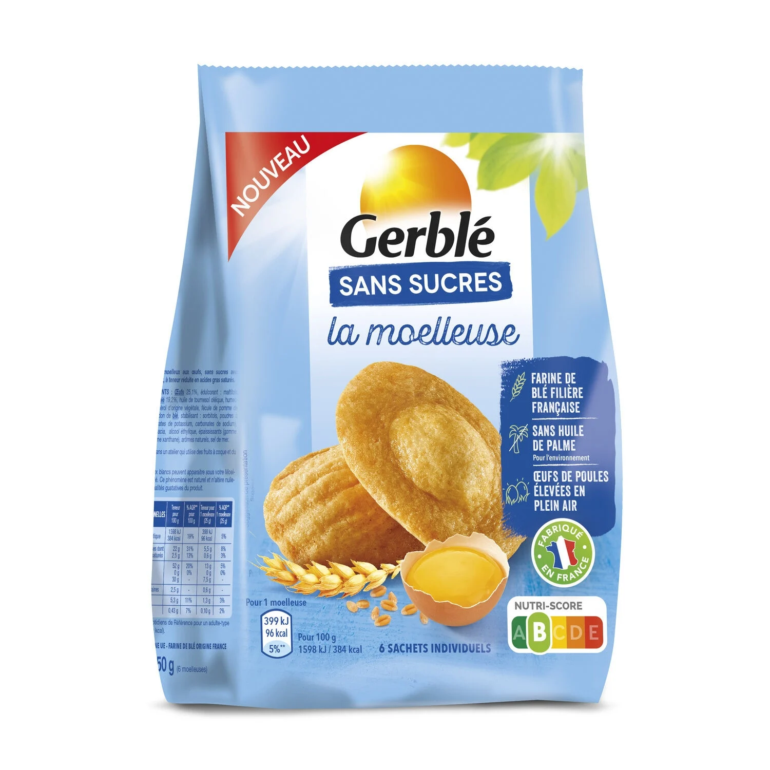 Madeleine Without Sugars La Moelleuse 150g - Gerble
