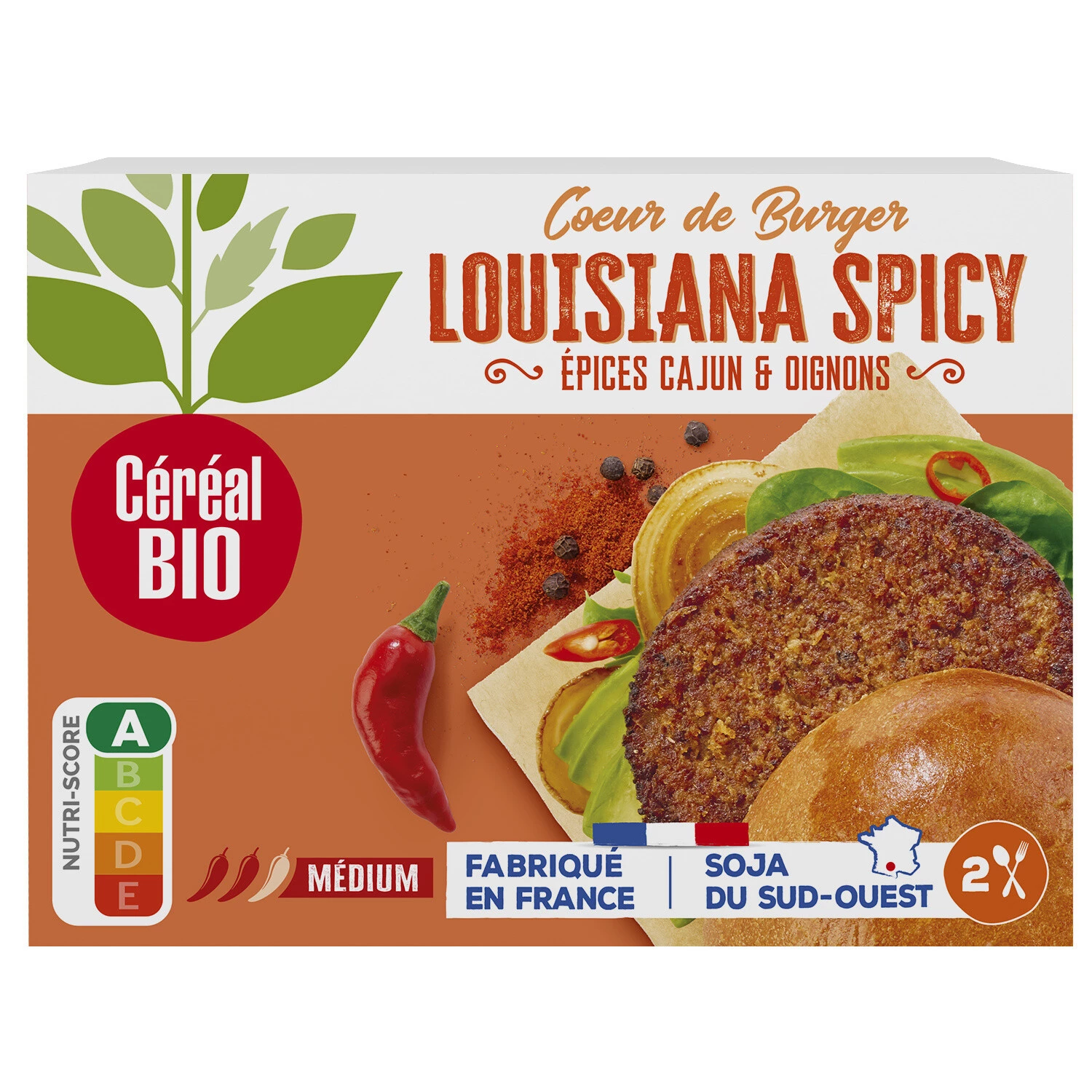 Steak Veggie Louisiana Spicy Epices Cajun & Oignons 160g - Cereal Bio
