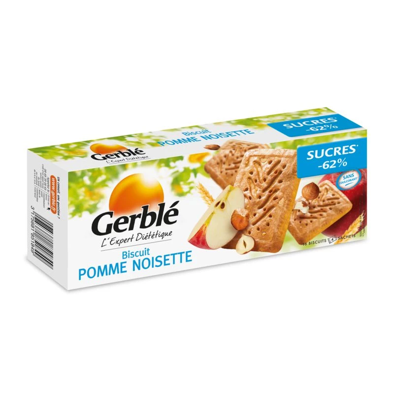 Reduced sugar apple/hazelnut biscuit 230g - GERBLE