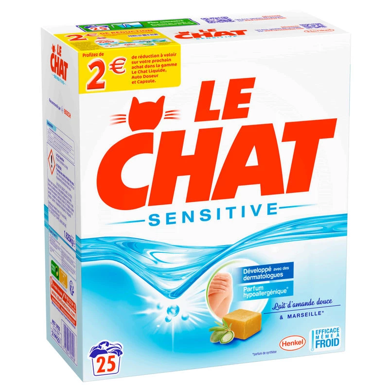 Lessive savon Marseille & lait d'amande douce 25 lavages - LE CHAT