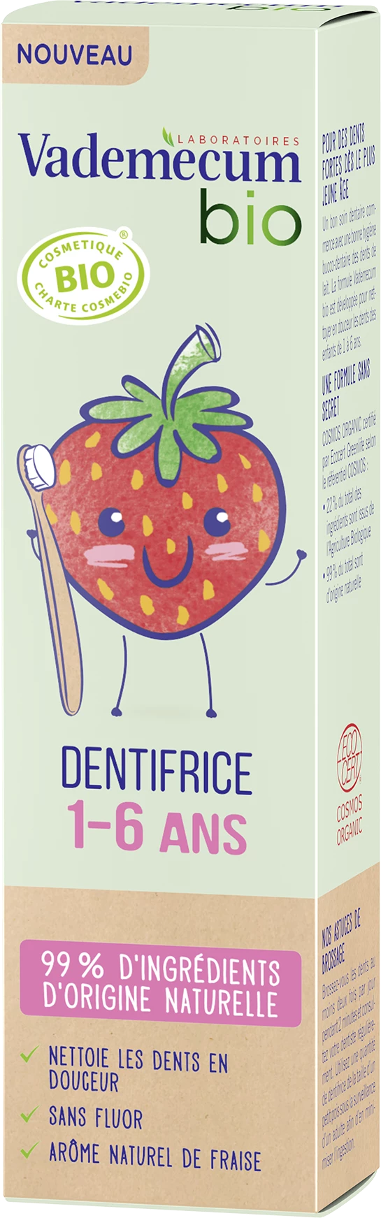 Dentifricio biologico alla fragola per bambini -6 anni - VADEMECUM