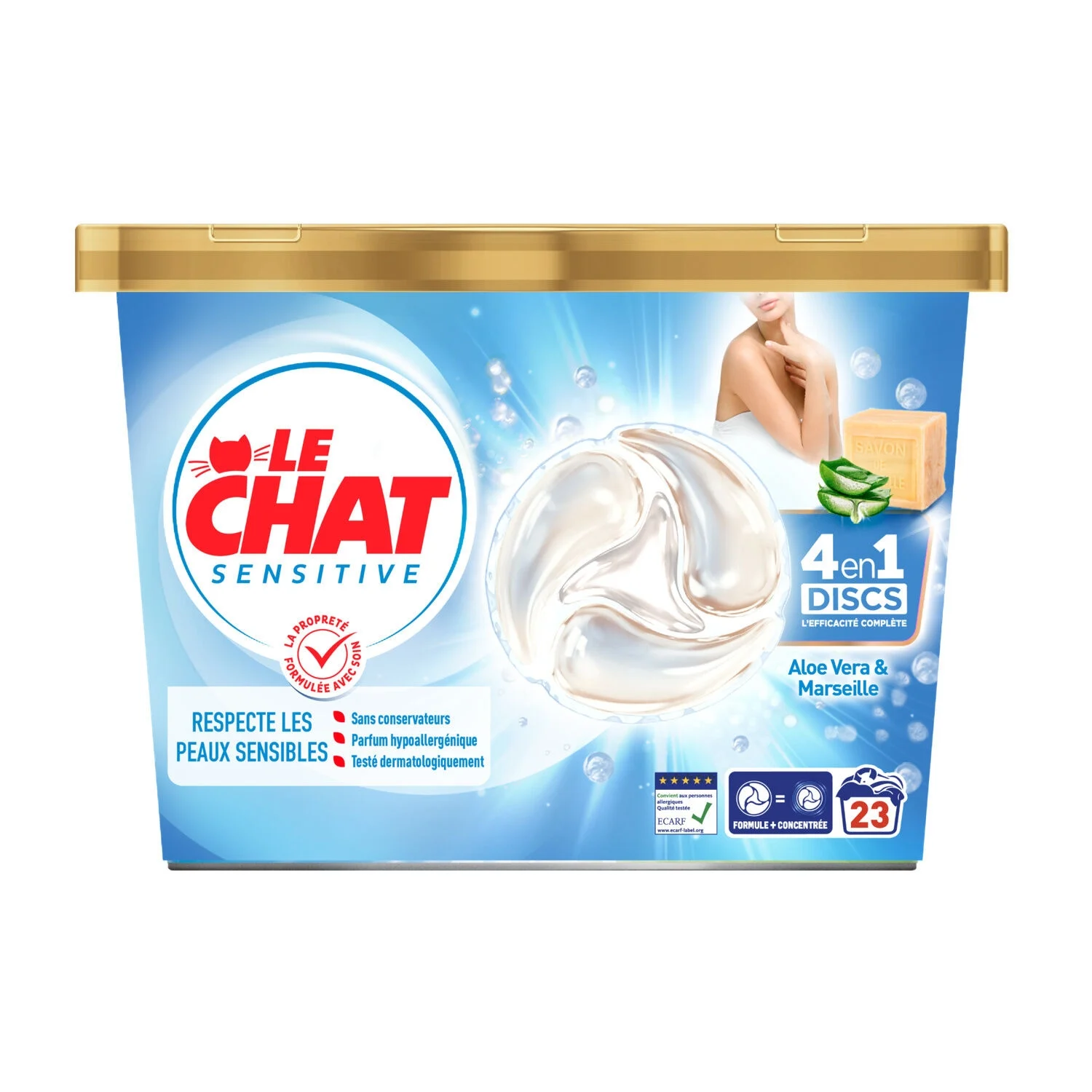 4in1 Laundry Capsules Discs with Aloe Vera & Marseille Soap X23 - Le Chat