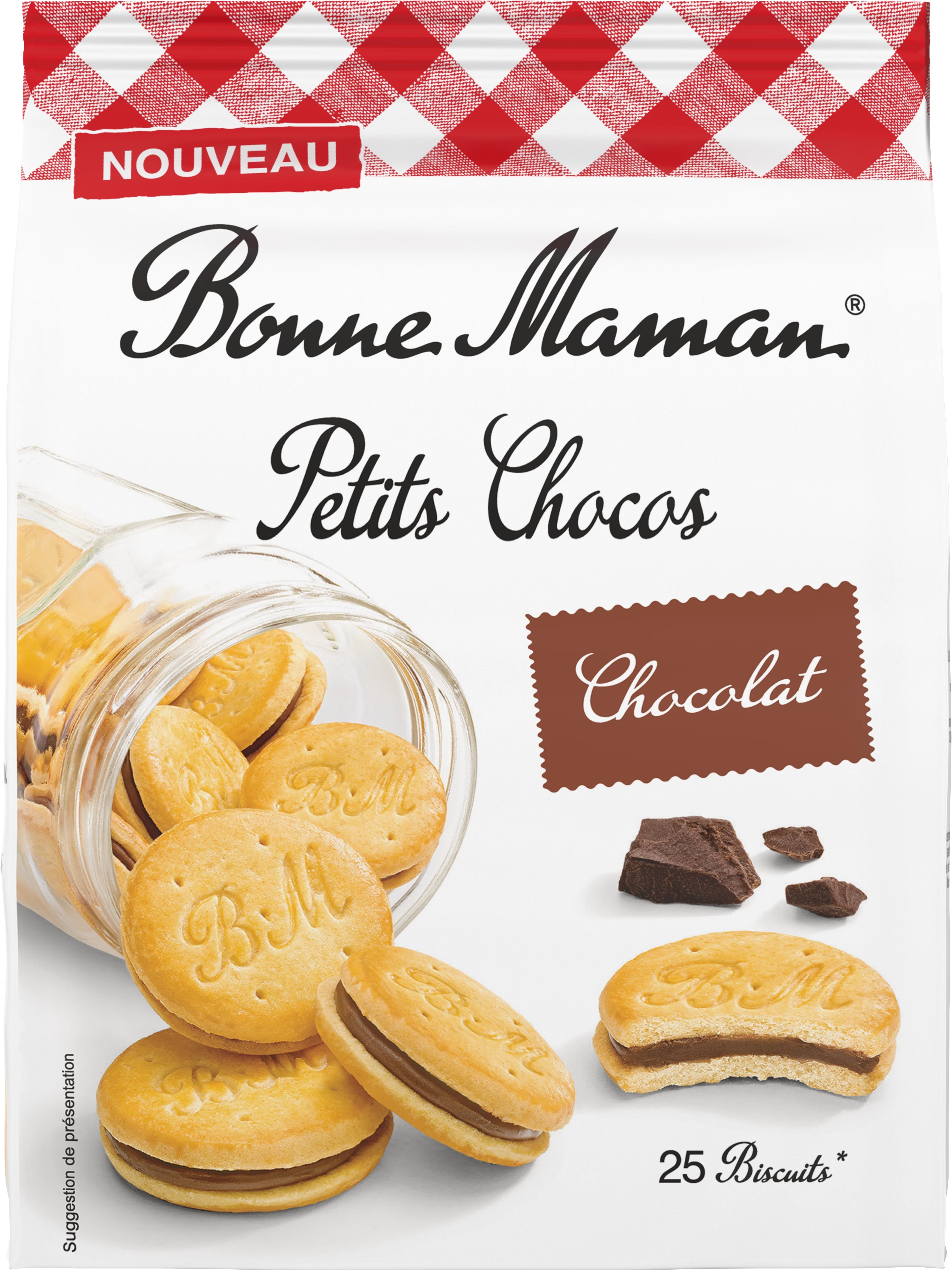 Печенье Petits Chocos с шоколадной начинкой 250г - BONNE MAMAN