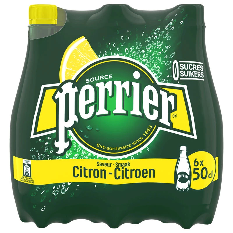 Água com gás sabor limão 50cl Pet X 6 - PERRIER