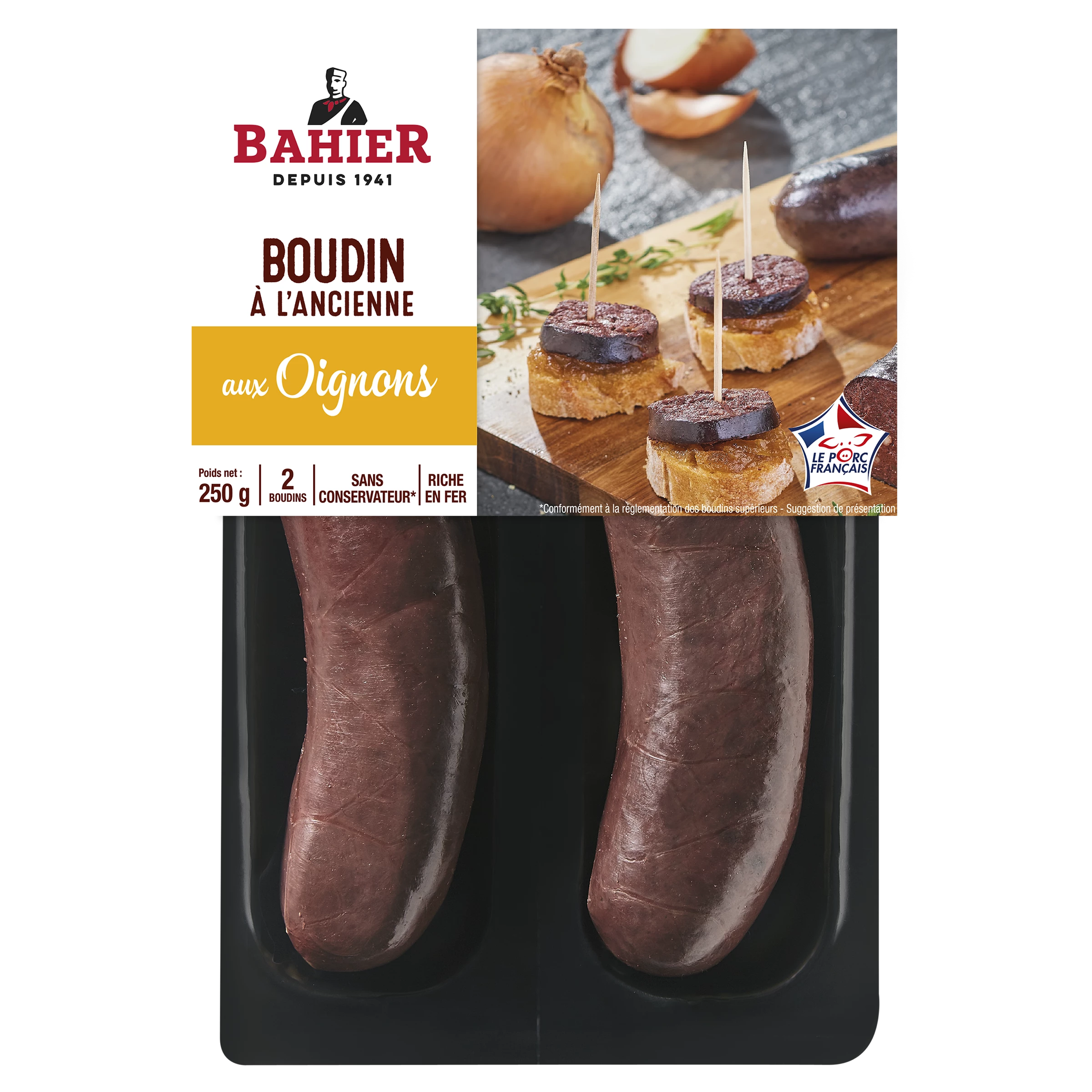 Boudin à l'Ancienne aux Oignons, 2x125g - BAHIER