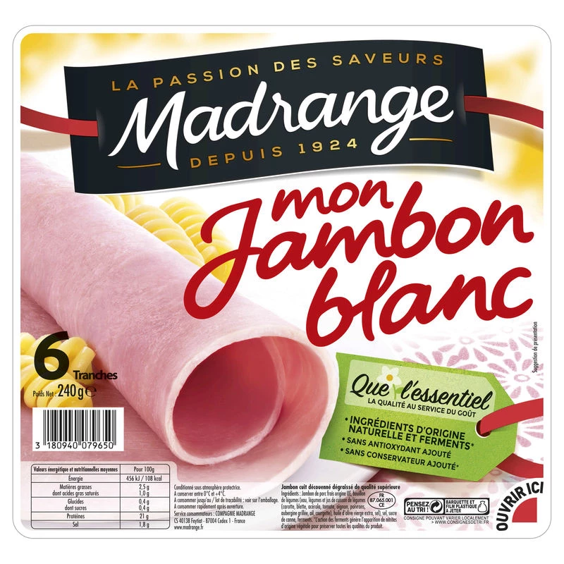 My white ham, 6 slices - MADRANGE