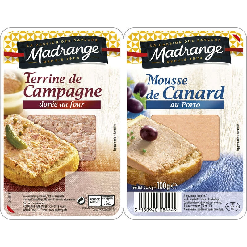 2x50g Duck Pâté/Duck foam - Madrange