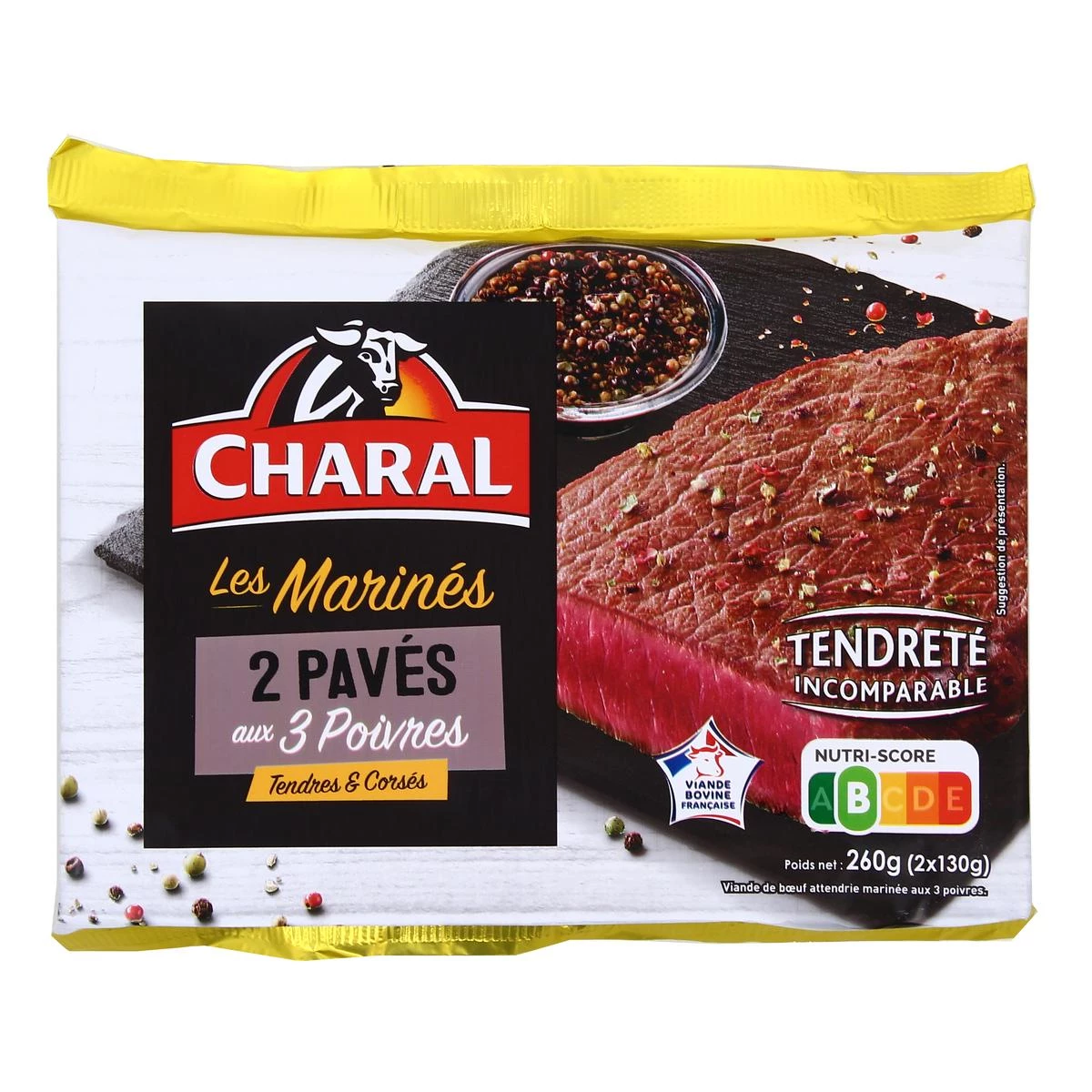 Pavimentadores de carne marinada 3 pimentões 130g - 260g -charal