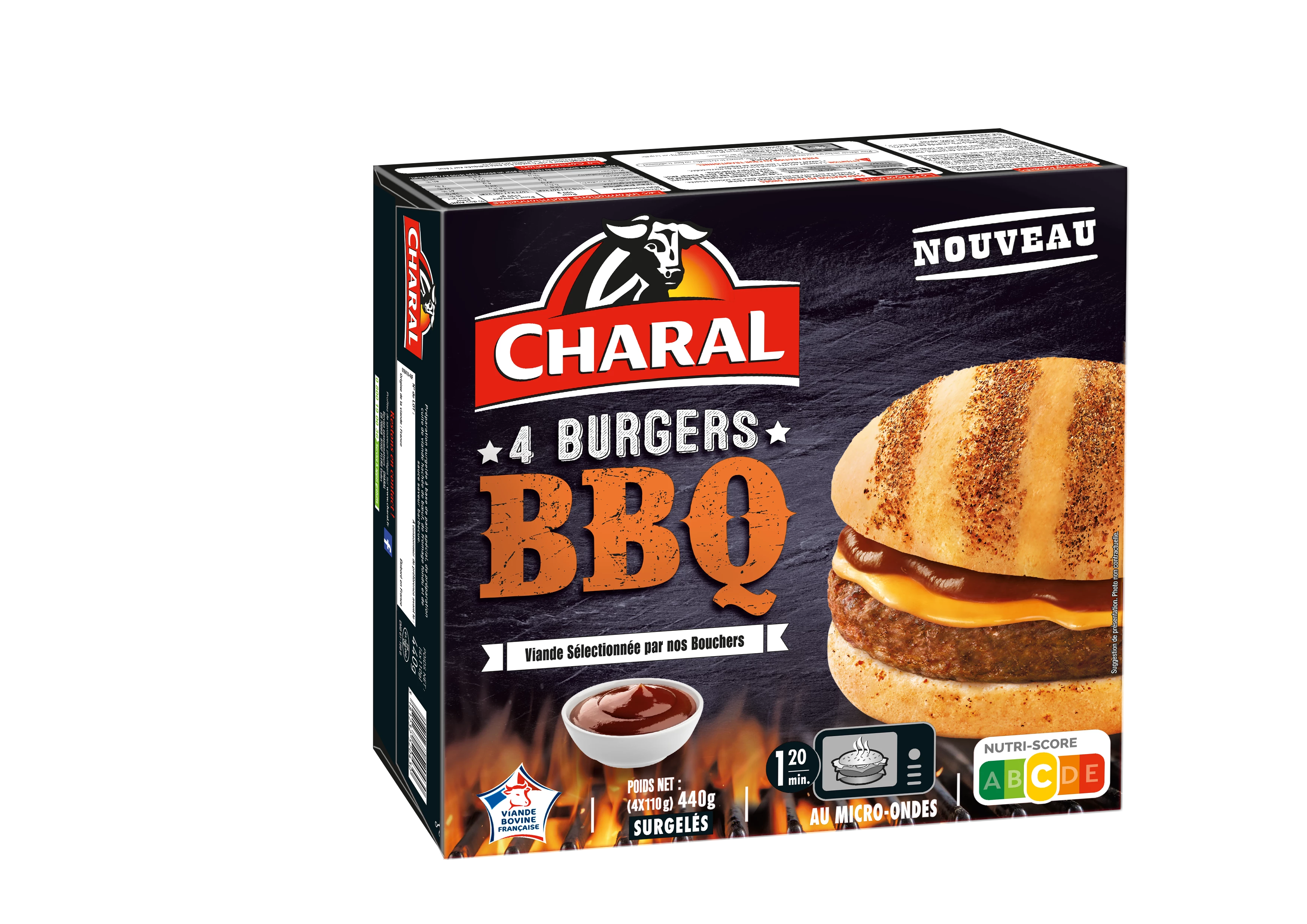 Burger Barbecue Boeuf X4 440g
