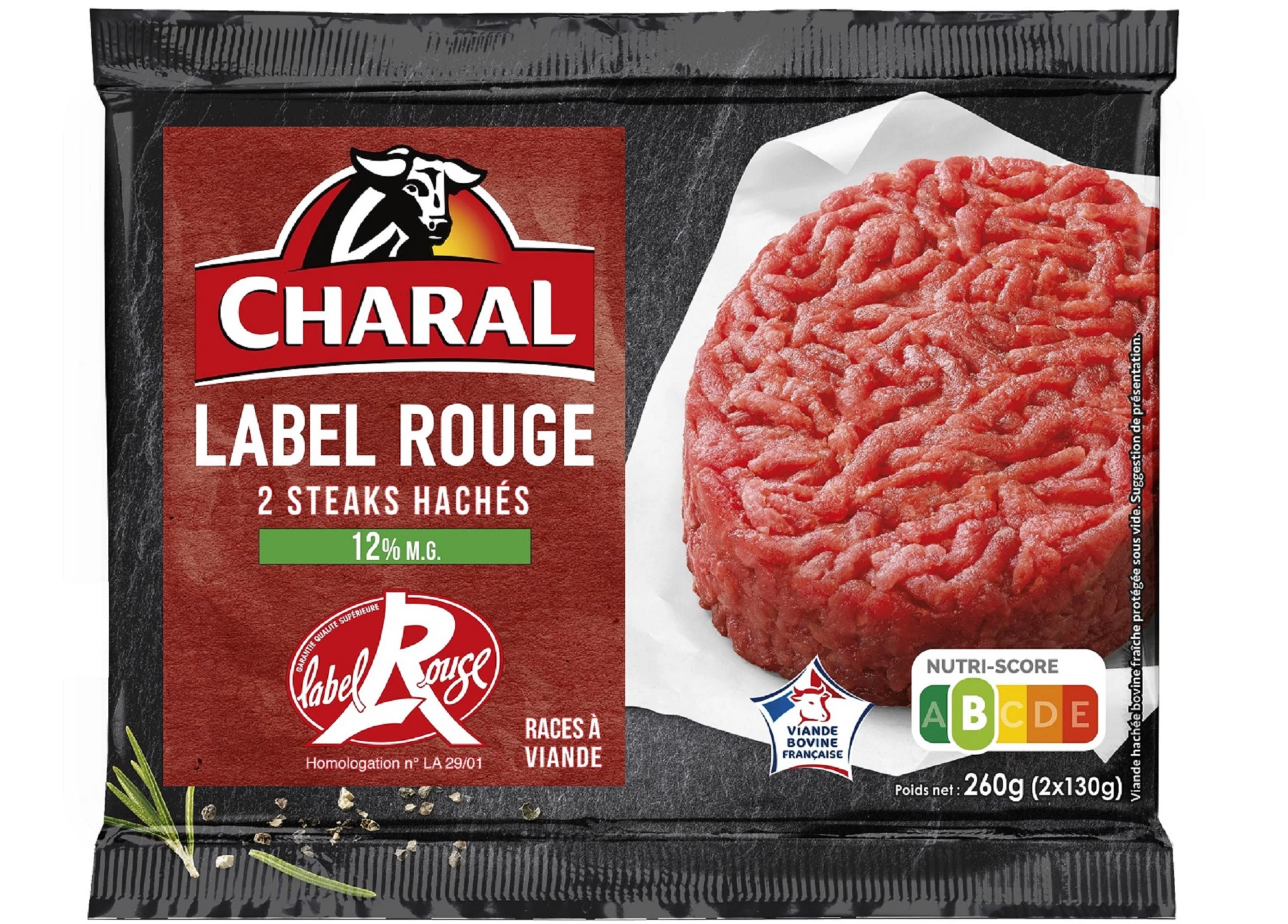 Red Label Chopped Steaks, 12% M.F. 130g - CHARAL