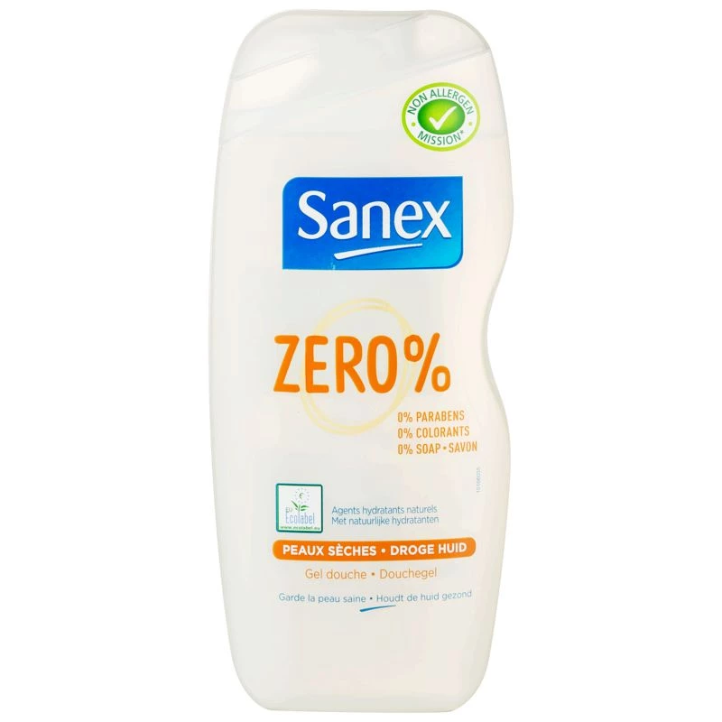 Gel douche zéro% peaux sèches 250ml - SANEX