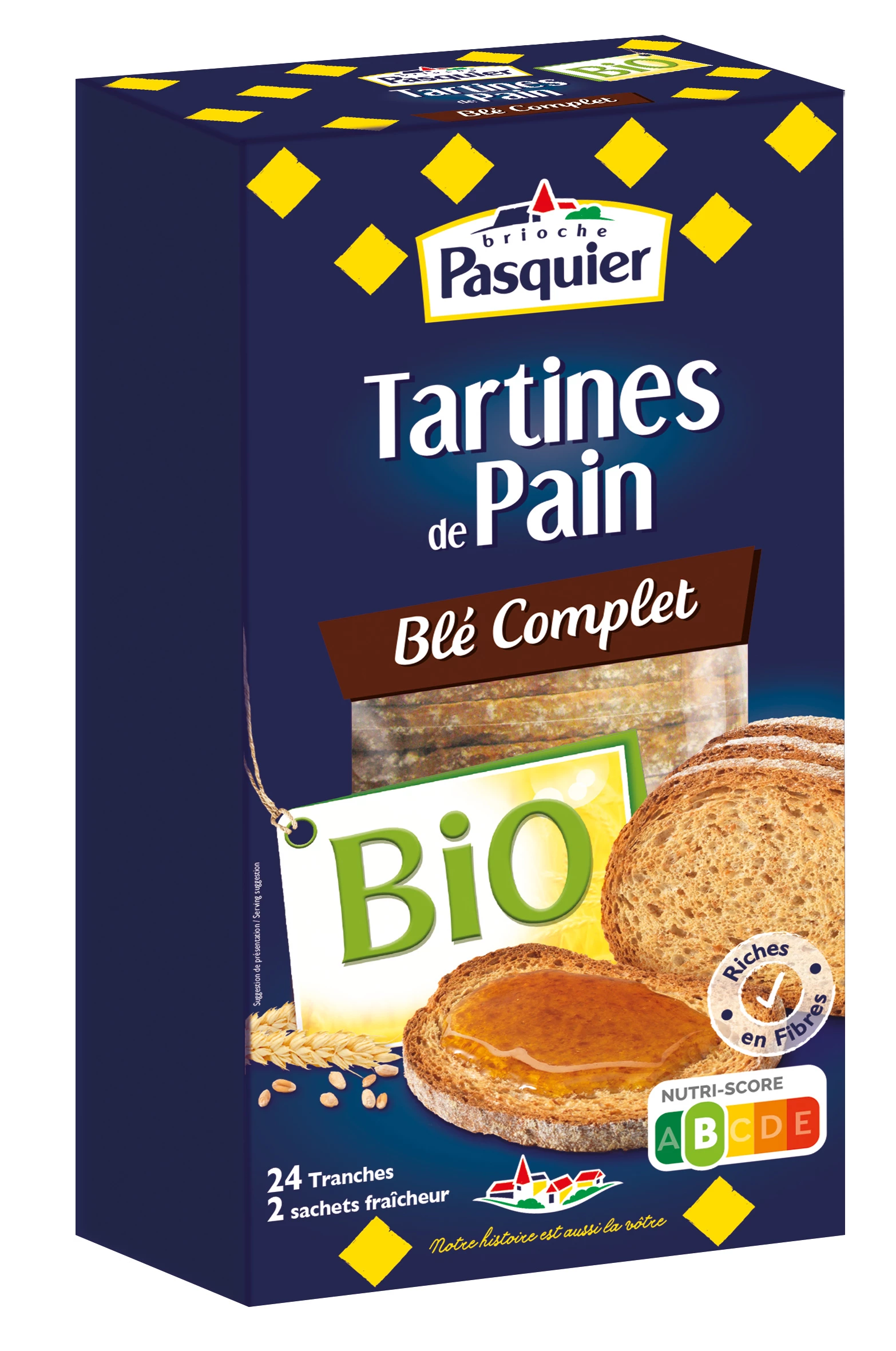 Tartines de pain blé complet Bio 240g - PASQUIER