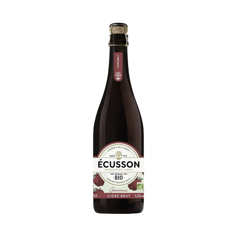 Cider Brut Généreux Organic 75cl, 5.5° - ECUSSON