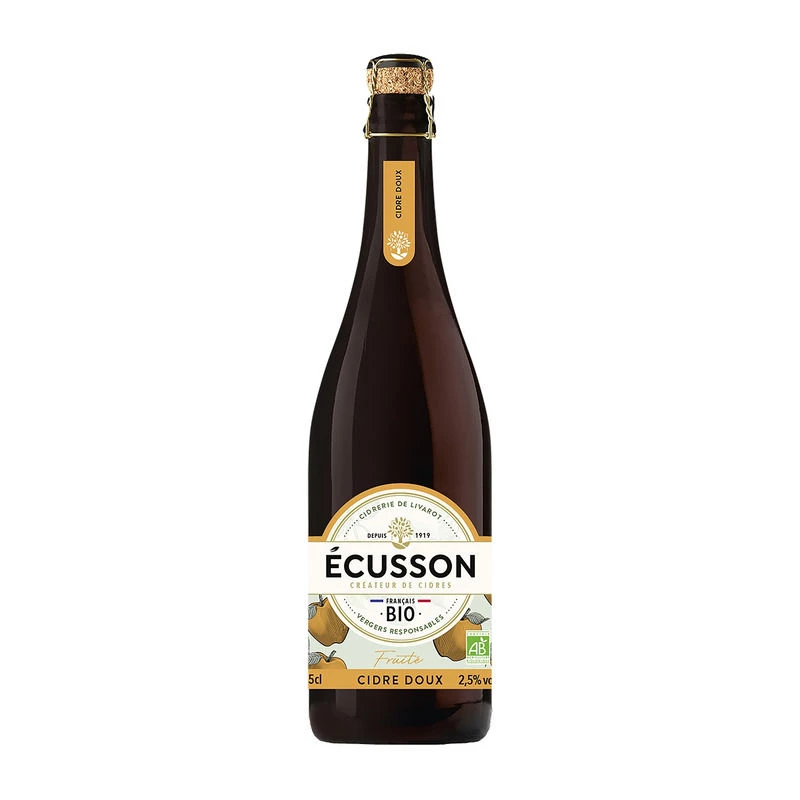 Cidre Doux Fruité Bio 75cl, 2,5° - ECUSSON
