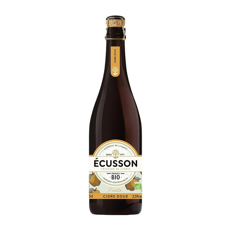 Bio süß-fruchtiger Apfelwein 75cl, 2,5° - ECUSSON