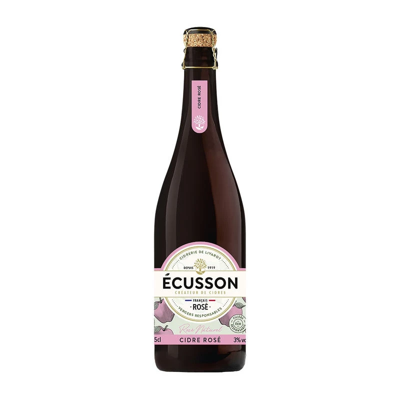 Cidre Rosé Naturel, 3°, 75cl - ECUSSON