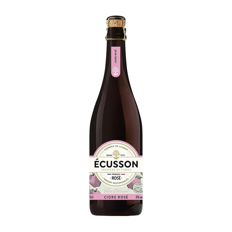 Натуральный розовый сидр, 3°, 75cl - ECUSSON