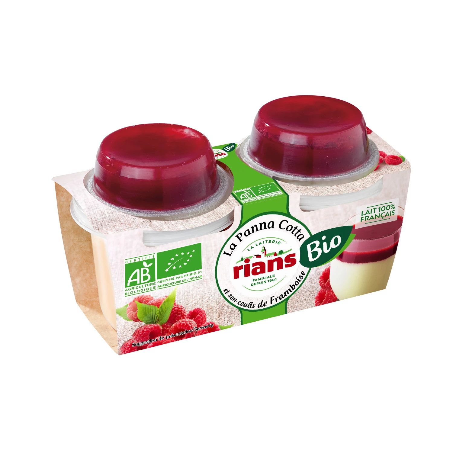 Panna Cotta Framboise Bio 2x120g - RIANS