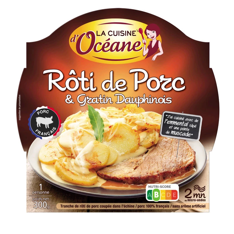 Gebraden varkensvlees en gratin dauphinois, 300 g - LA CUISINE D'OCÉANE