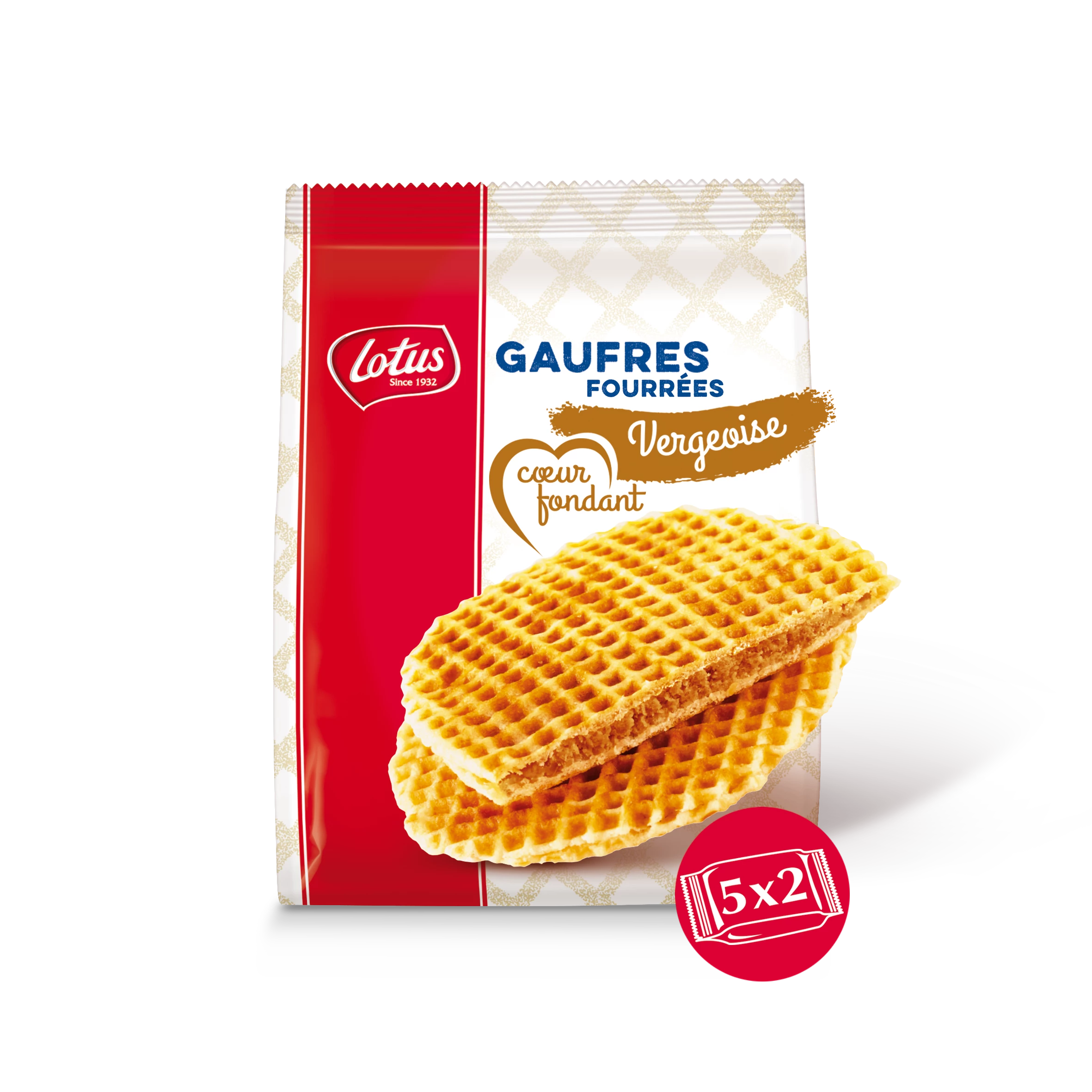 Waffles with Vergeoise fondant heart filling 310g (5x2p) - LOTUS