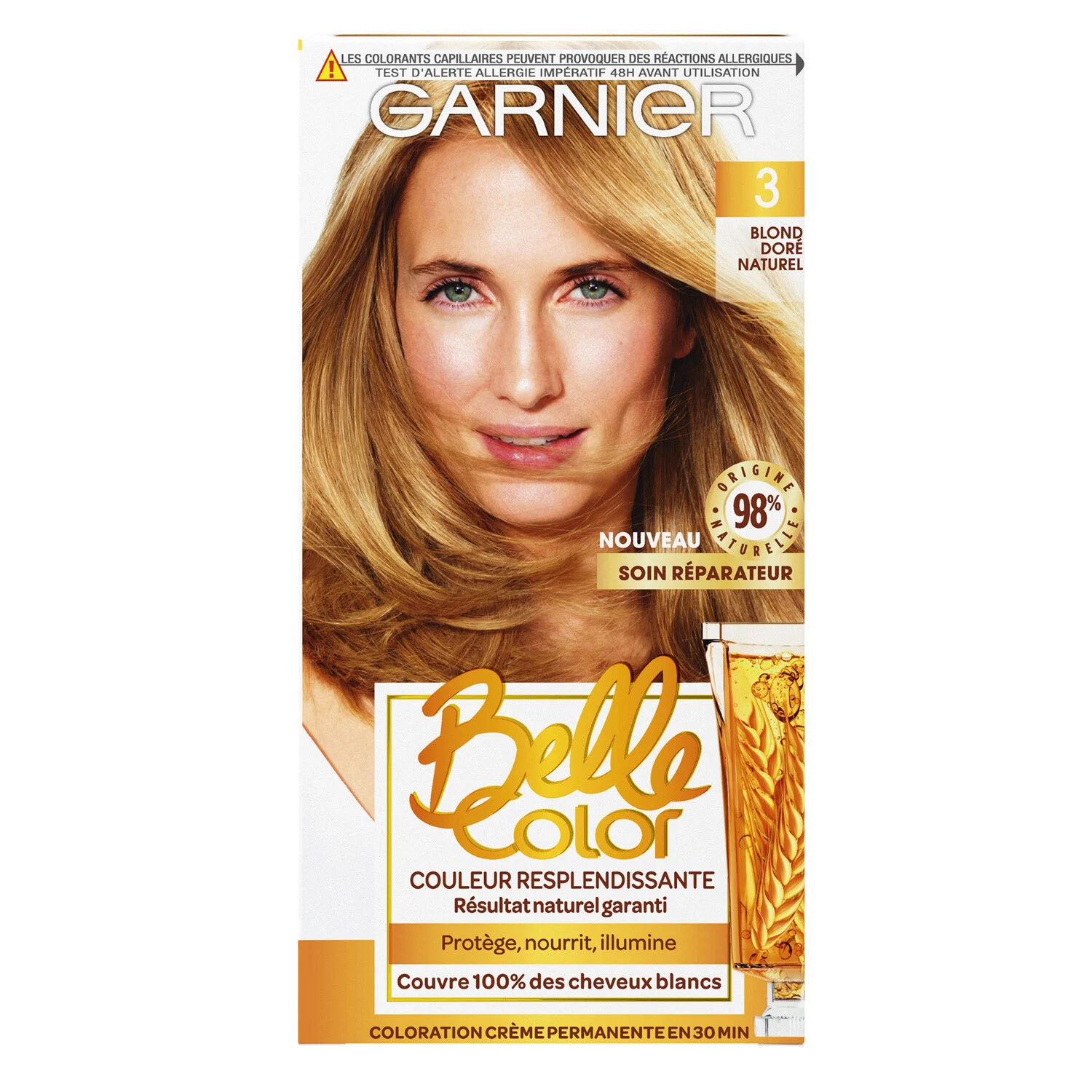 Coloration Cheveux Permanente 3 Blond DorÃ© - GARNIER