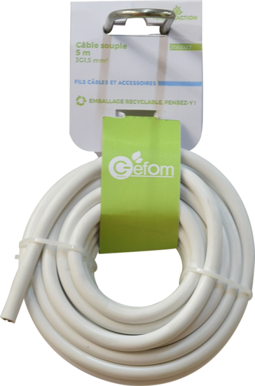 Cable Souple 3g1 5mm 5m Blanc