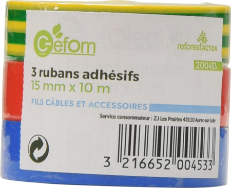 3 Rubans Adhesifs 15mmx10m