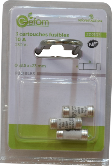 3 Cartouches Fusibles 10a 8 5x