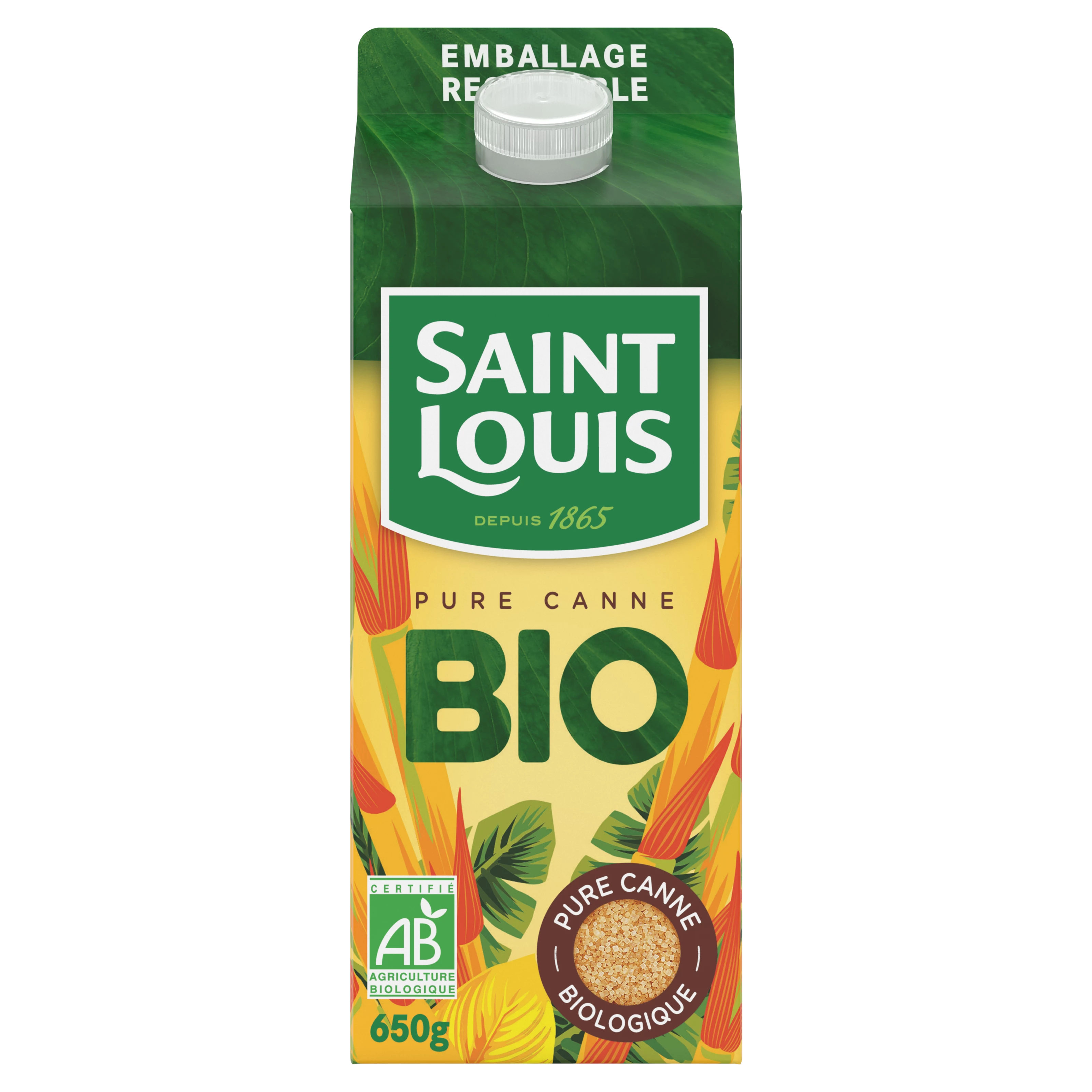 Bio-Puderzucker aus reinem Rohrzucker, Packung 650 g - SAINT LOUIS