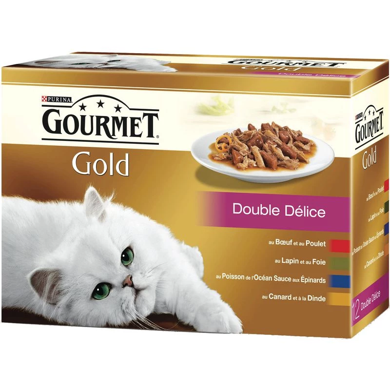 Ração Double Délice GOURMET para gatos 12x85g - PURINA