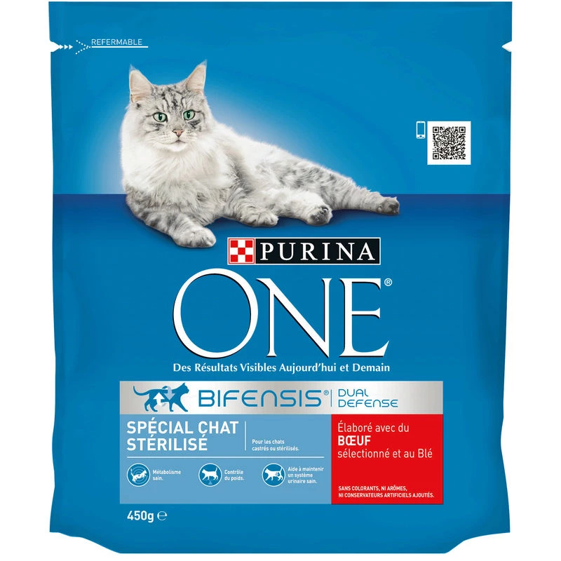 Croquettes for sterilized cats/beef 450g - PURINA ONE
