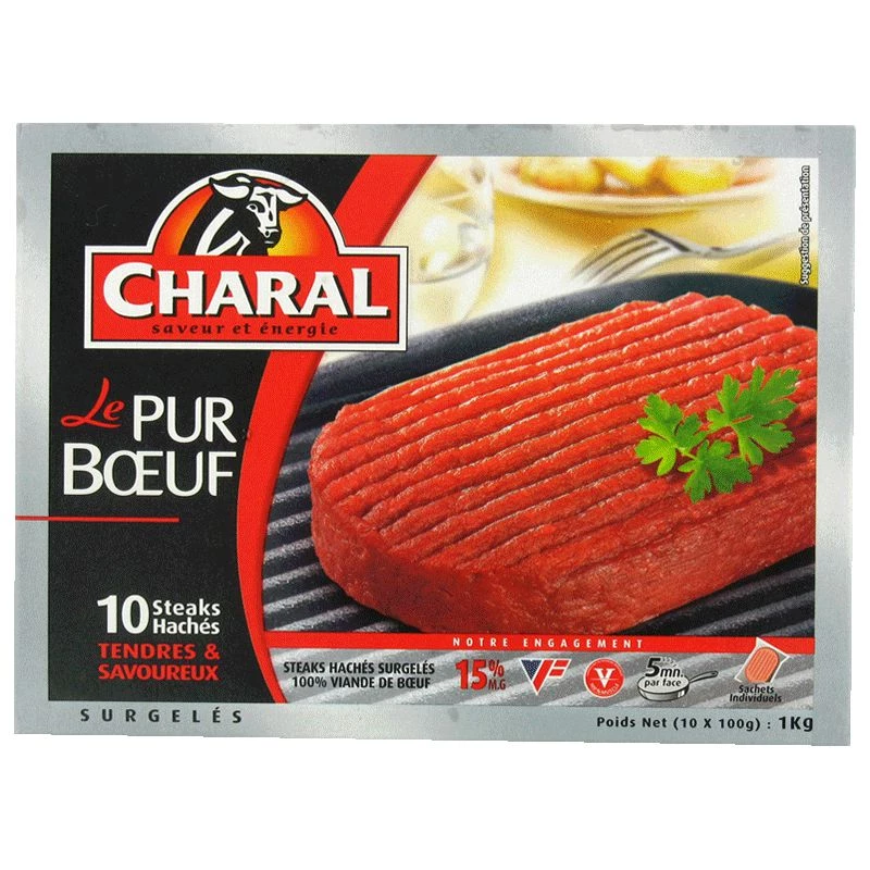 Чистые говядины нарезанные стейки 15% M.G 1 кг - CHARAL