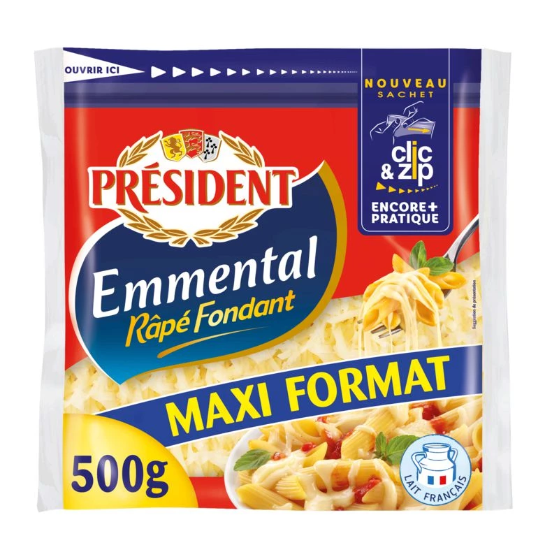 Grated Emmental cheese 500g - PRESIDENT