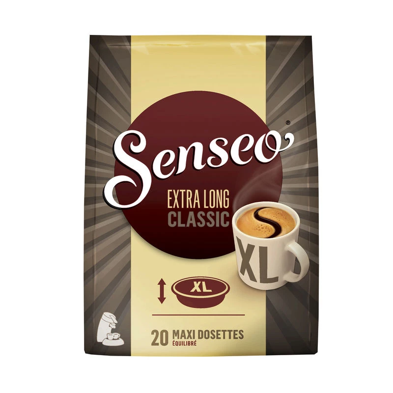 Extra long classic maxi coffee 20 pods 250g - SENSEO