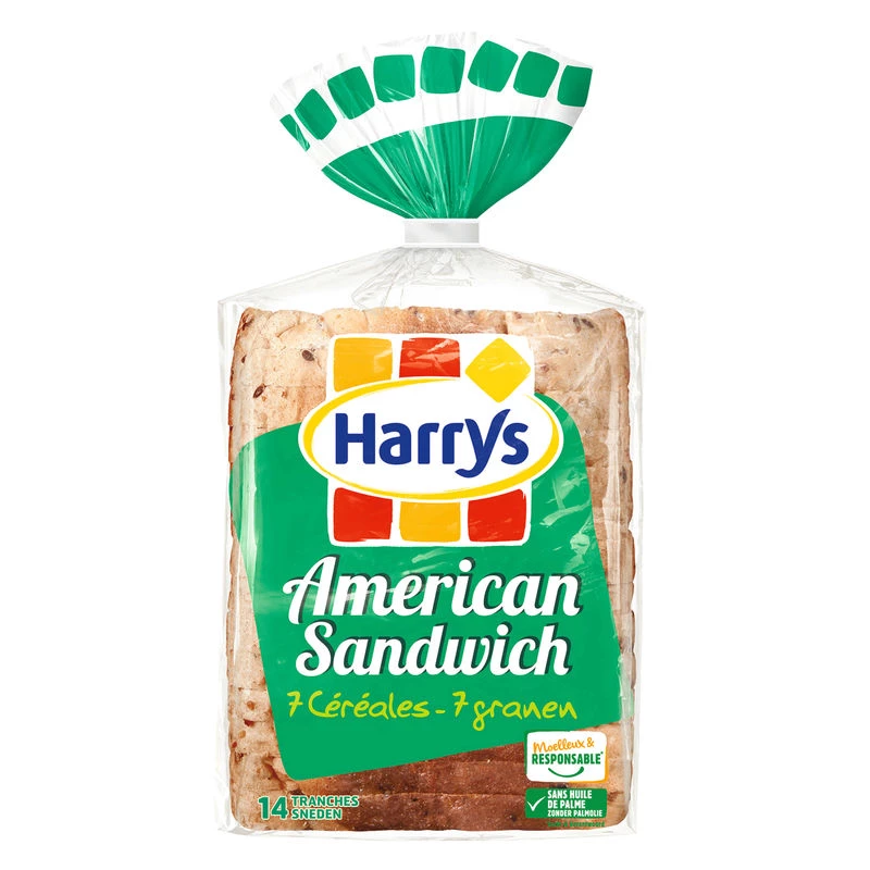 Amerikanisches Sandwichbrot 7 Cerealien x14 550g - HARRY'S