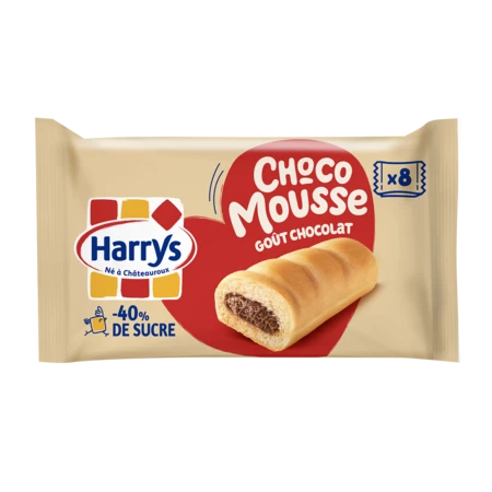 Soft Cakes Filled with Chocolate Choco Mousse Less Sugar X8 - HARRY'S