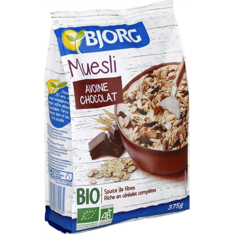 Muesli de aveia com chocolate orgânico 375g - BJORG