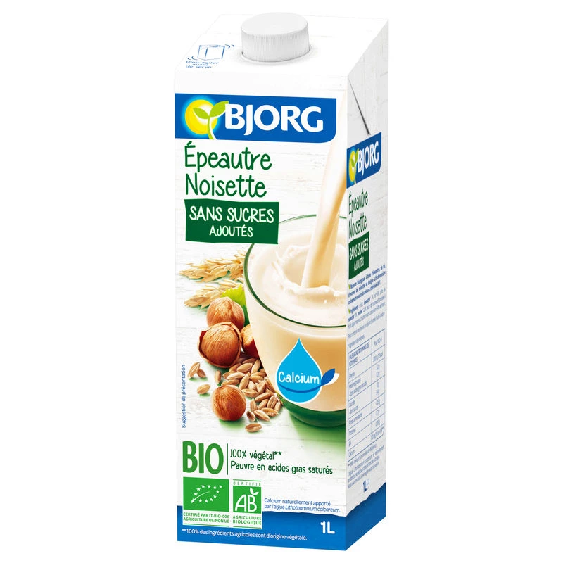 Bio-Dinkel- und Haselnussmilch 1L - BJORG