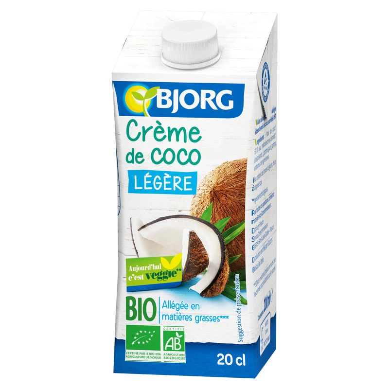 Crème de coco légère Bio 200ml - BJORG