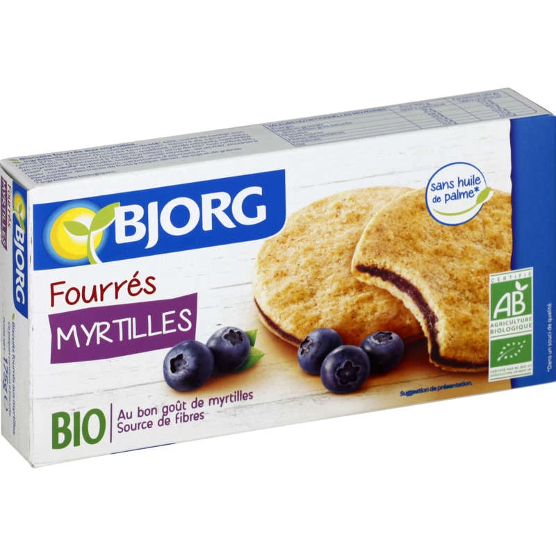 Organic blueberry filled biscuits, 175g, BJORG