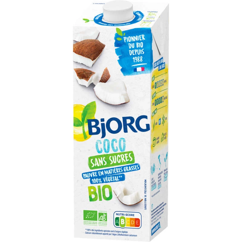 Bebida vegetal de coco sem açúcar orgânico, 1l, BJORG