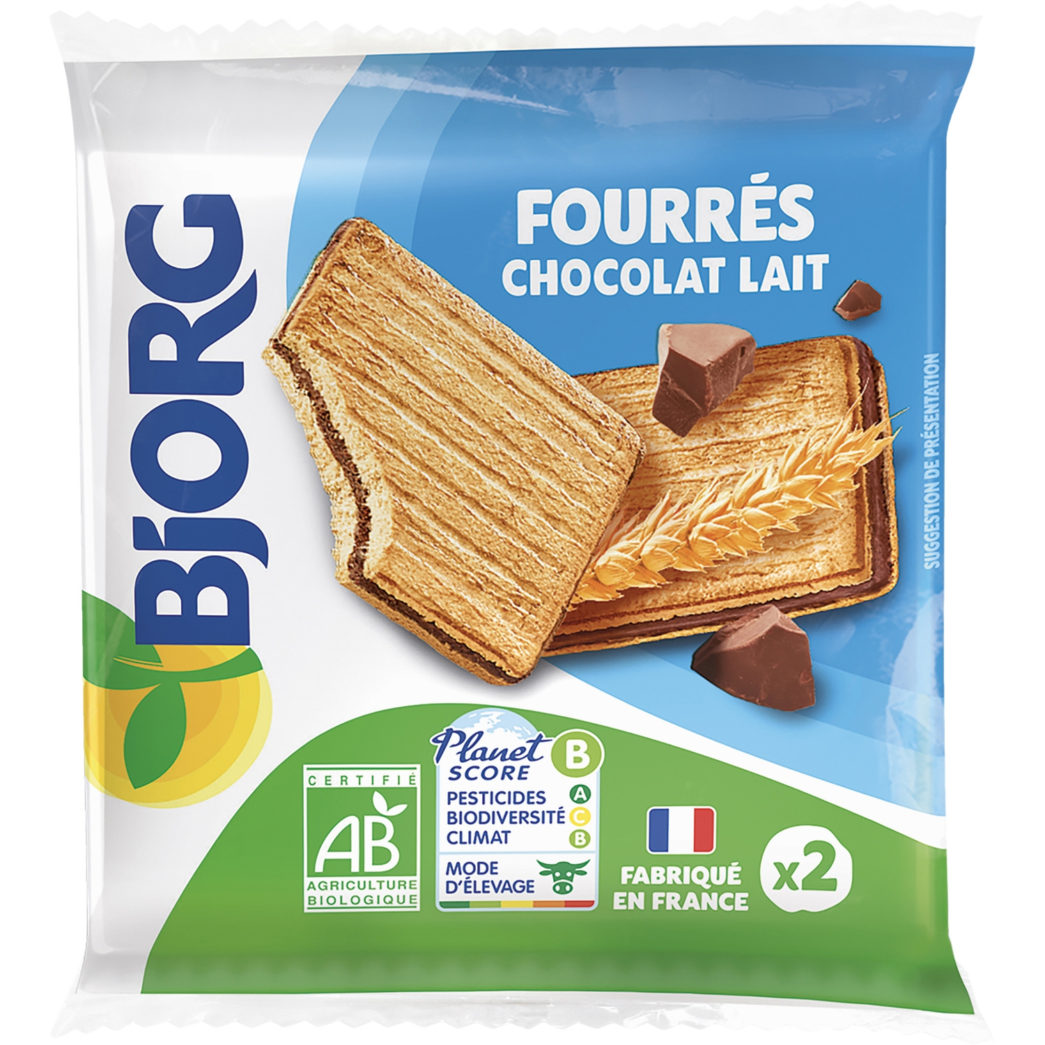 Biscuits fourrés chocolat au lait bio 50 g - BJORG