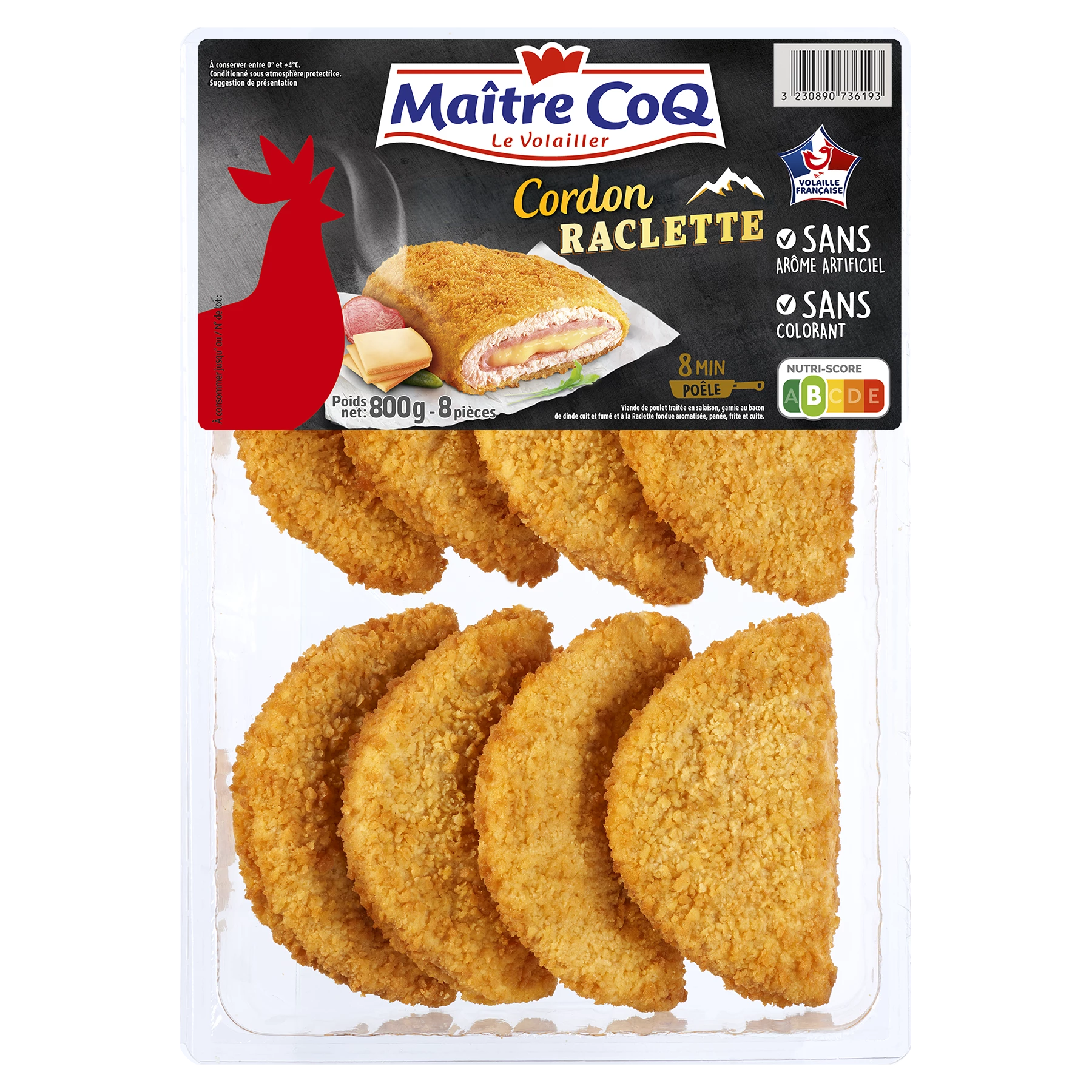 Cordon Bleu de Poulet Raclette, 800g - MAITRE COQ