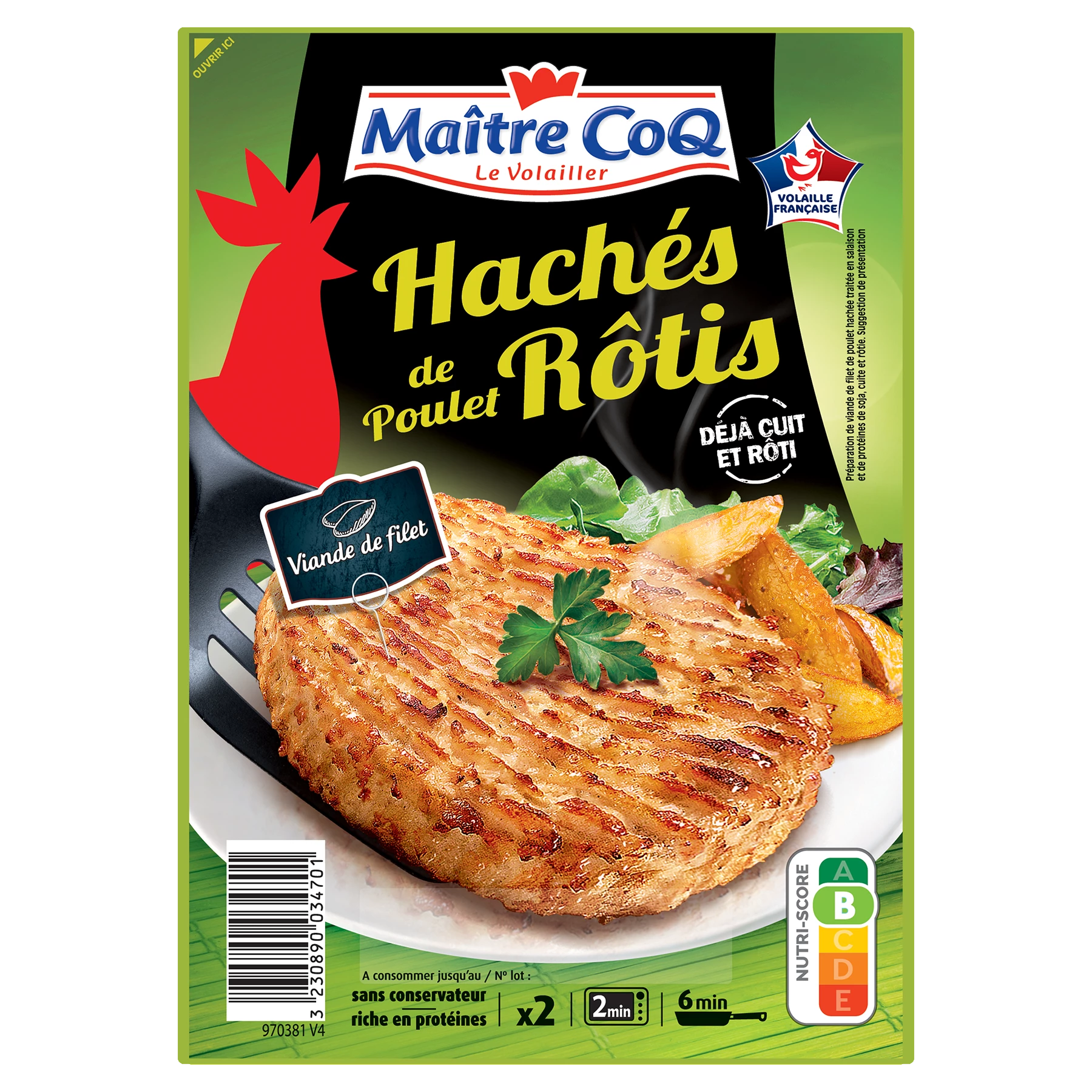 Hachés Poulet Rotis, 180g - MAITRE COQ