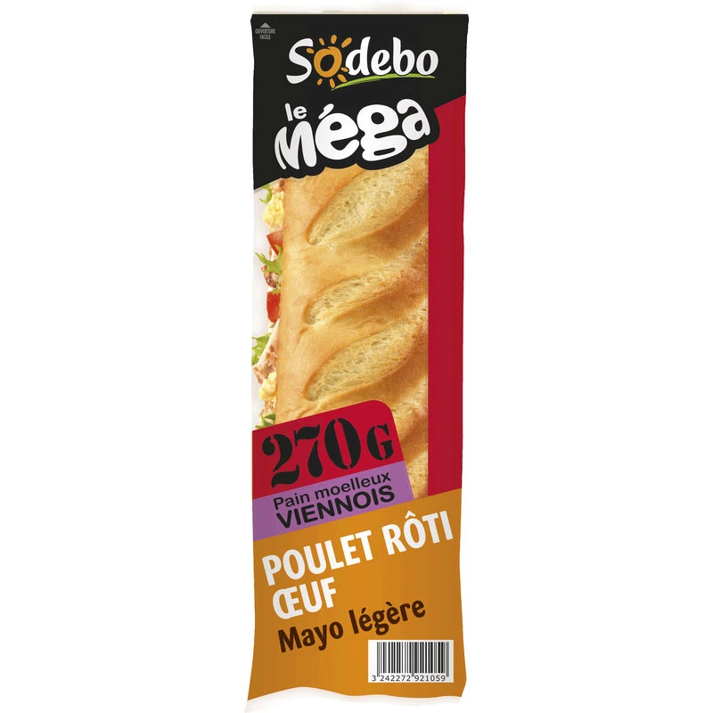 Viennese bread baguette sandwich chicken egg chick light 270g - SODEBO