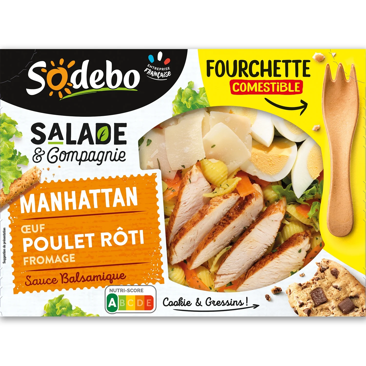 Manhattan Salad Pasta Crudités Egg Roast Chicken Cheese 320g - Sodebo